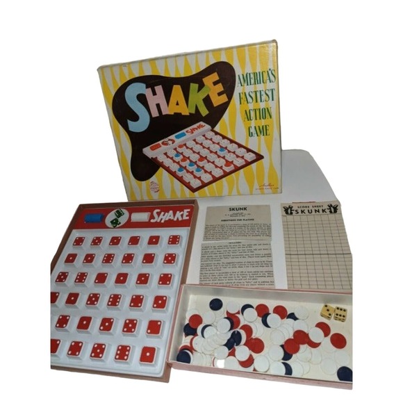 Vintage 1950's W. H.  Shaper Shake Bingo & Skunk Board Games Rare - Picture 1 of 8